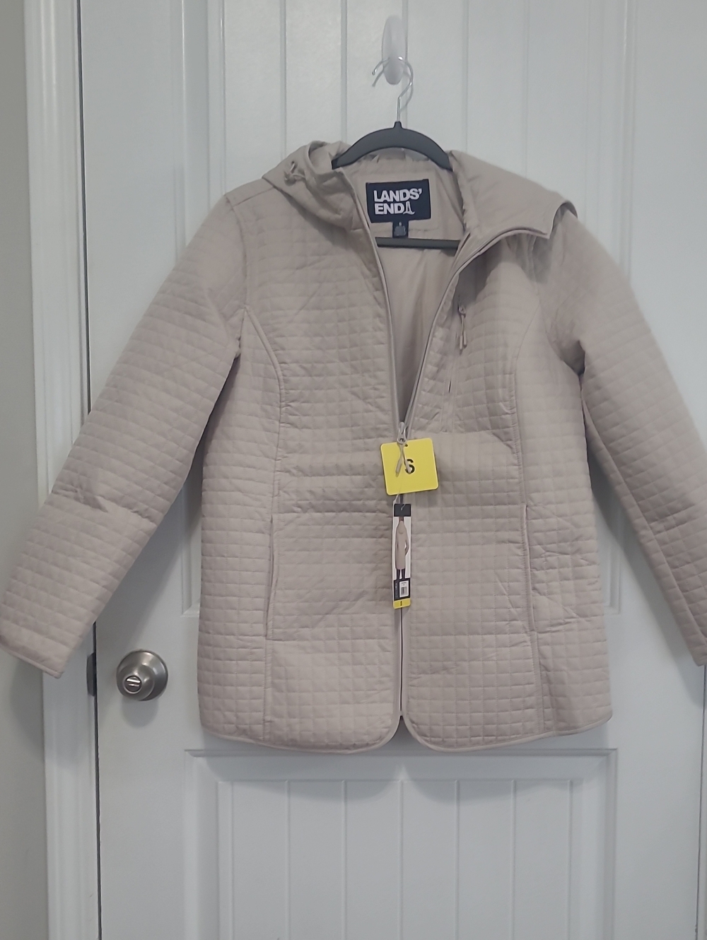 Lands' End Girls' Quilted Hooded Puffer Jacket — Beige